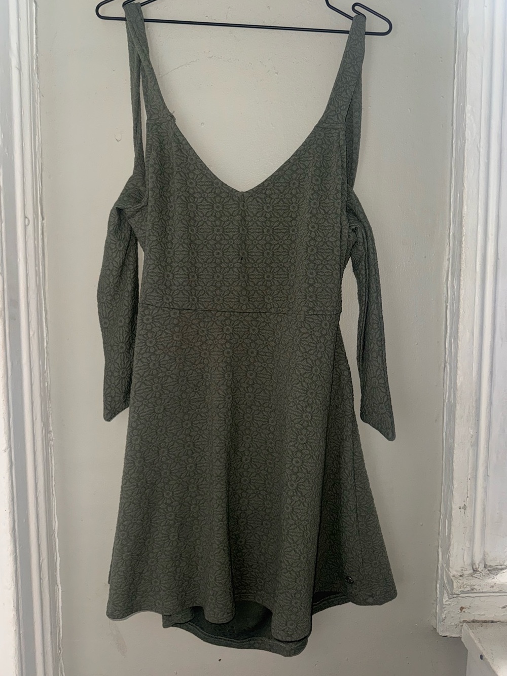 Roxy Green Babydoll Mini Dress | Size XL | Back Tie Detail